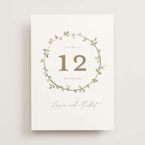 This is a ivy table numbers with foil pressed by Everett Paper Goods called canopy printing on doublethick in standard