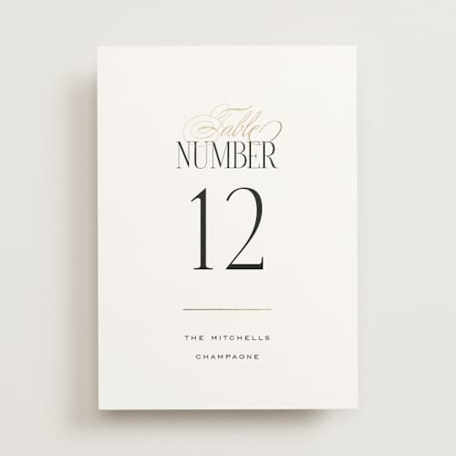 This is a opal table numbers with foil pressed by Leah Bisch called unite printing on doublethick in standard