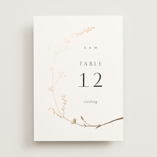 This is a cotton table numbers with foil pressed by Amy Kross called vine wrap printing on doublethick in standard