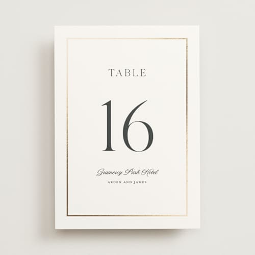 This is a pearl table numbers with foil pressed by Stacey Meacham called opulence printing on doublethick in standard