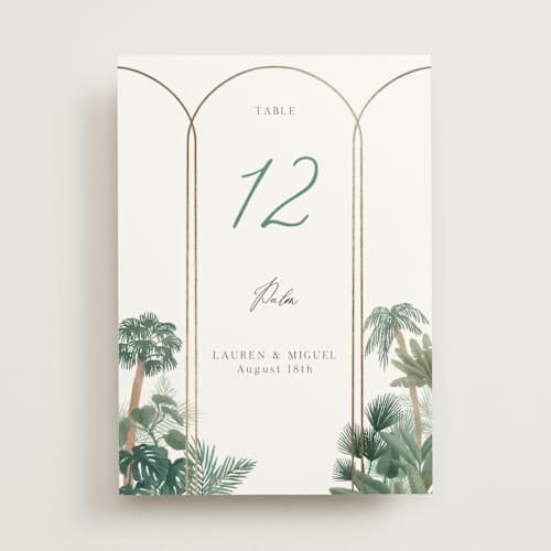 This is a seagreen table numbers with foil pressed by Elly called the greenhouse printing on doublethick in standard