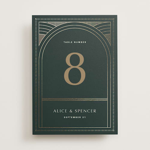 This is a fir table numbers with foil pressed by Kindred Fields called deco arch printing on doublethick in standard