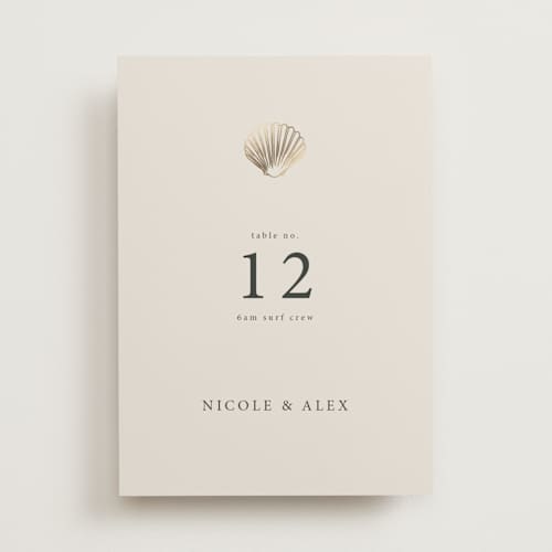 This is a sand table numbers with foil pressed by Hannah Bowman called simple seashell printing on doublethick in standard