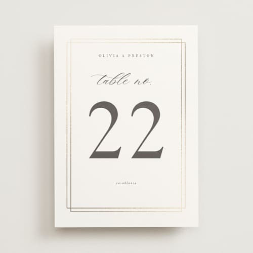 This is a opal table numbers with foil pressed by Robert and Stella called regent printing on doublethick in standard