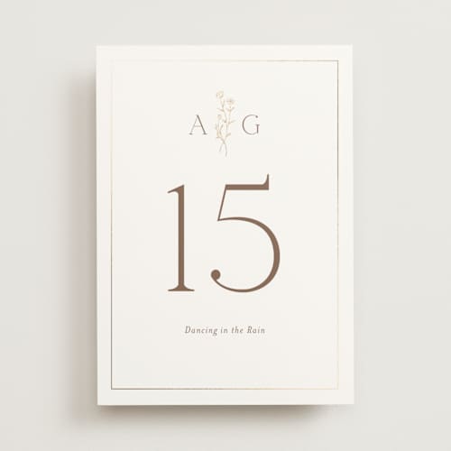 This is a chiffon table numbers with foil pressed by chocomocacino called kouignette printing on doublethick in standard