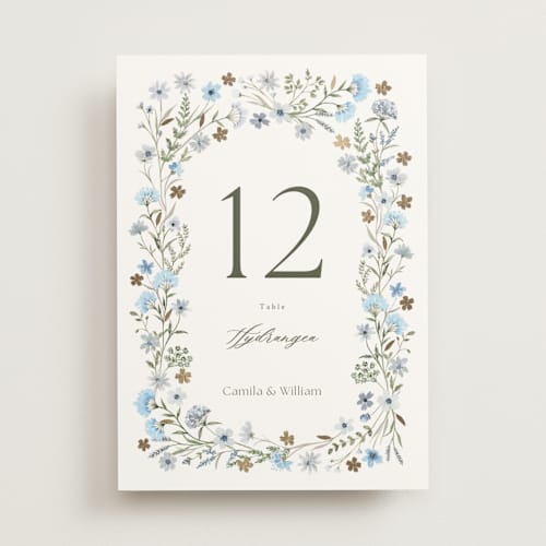 This is a azure table numbers with foil pressed by Yaling Hou Suzuki called bright garden printing on doublethick in standard