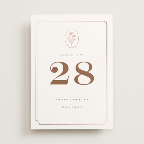 This is a rose table numbers with foil pressed by chocomocacino called fleur-de-sel printing on doublethick in standard