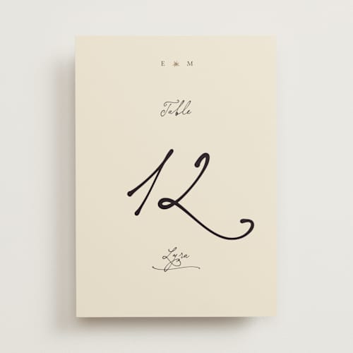 This is a noir table numbers with foil pressed by Ani Somi called written in the stars printing on doublethick in standard