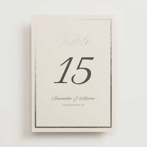 This is a antique table numbers with foil pressed by Nicole Walsh called tux printing on doublethick in standard
