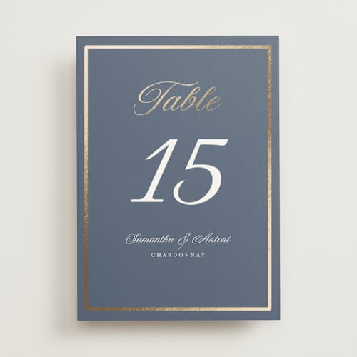 This is a cornflower table numbers with foil pressed by Nicole Walsh called tux printing on doublethick in standard