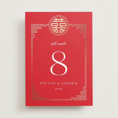 This is a ruby table numbers with foil pressed by Melanie Kosuge called happiness x 2 printing on doublethick in standard