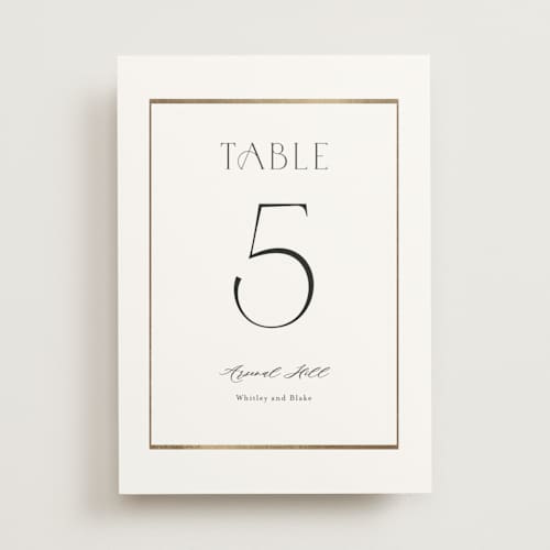 This is a cotton table numbers with foil pressed by Stacey Meacham called luster printing on doublethick in standard
