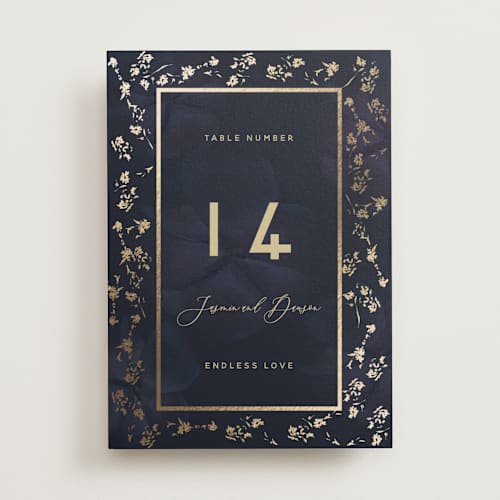 This is a jewel table numbers with foil pressed by Susan Moyal called after midnight printing on doublethick in standard