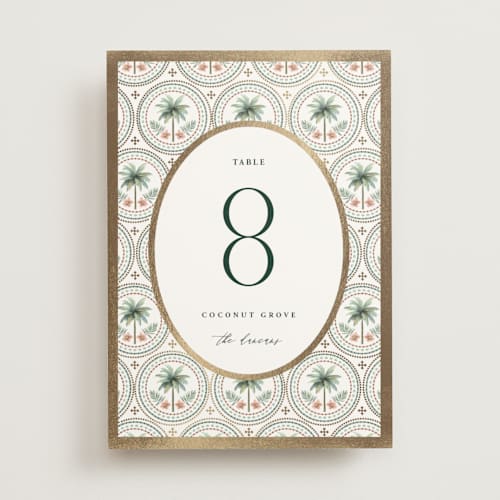 This is a sand table numbers with foil pressed by Maria Alou called vintage palms printing on doublethick in standard