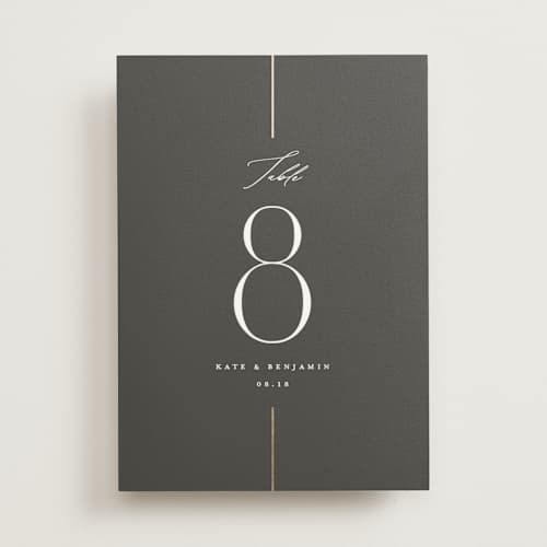 This is a iron table numbers with foil pressed by Erica Krystek called formal lines printing on doublethick in standard