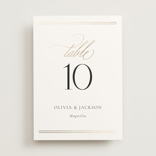 This is a spun sugar table numbers with foil pressed by Jessica Williams called fineline printing on doublethick in standard