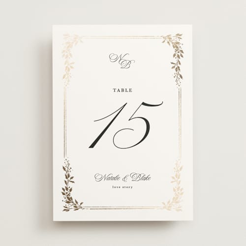 This is a diamond table numbers with foil pressed by Kate Ahn called lake como printing on doublethick in standard