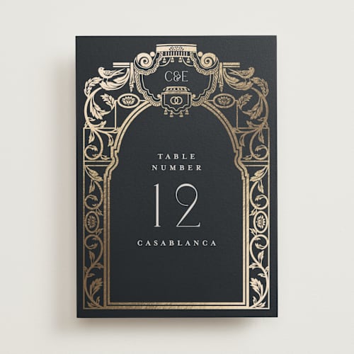 This is a onyx table numbers with foil pressed by Ana de Sousa called mirror printing on doublethick in standard