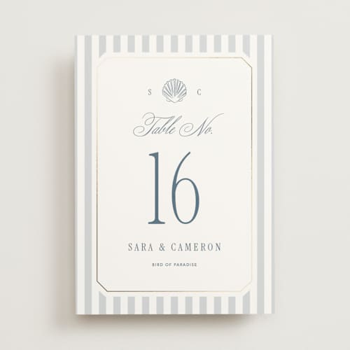 This is a coast table numbers with foil pressed by Kelly Schmidt called seashore printing on doublethick in standard