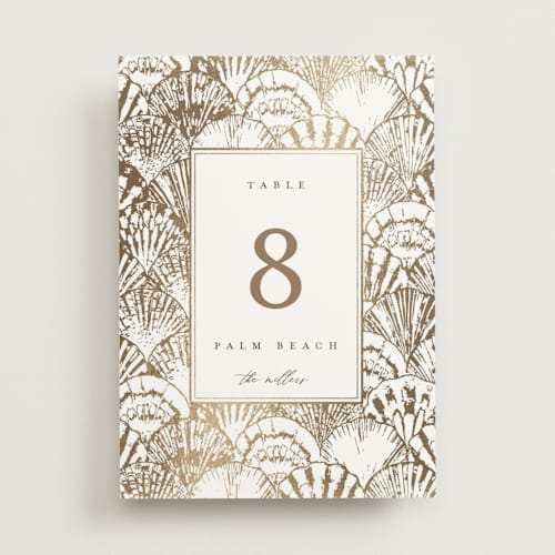 This is a pearl table numbers with foil pressed by Maria Alou called by the seashore printing on doublethick in standard