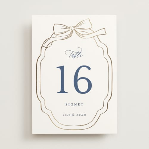 This is a lakes table numbers with foil pressed by Sarah Knight called swan song printing on doublethick in standard