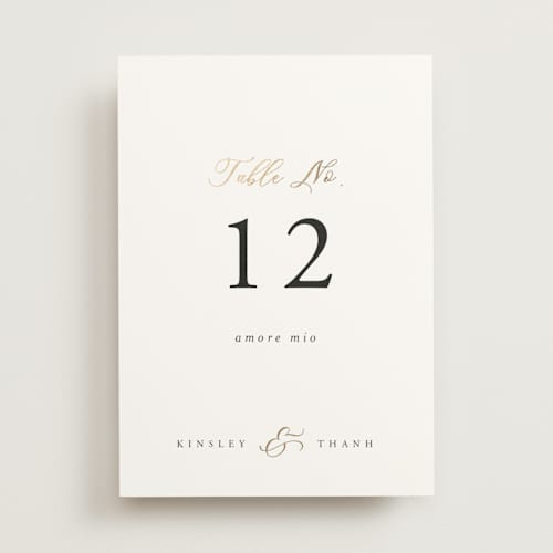 This is a classique table numbers with foil pressed by Design Lotus called you & me printing on doublethick in standard