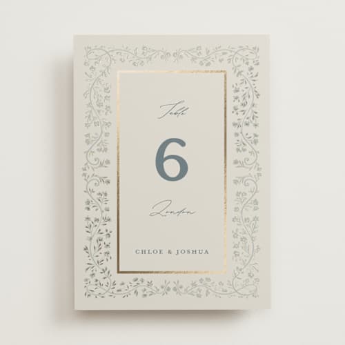 This is a something blue table numbers with foil pressed by Gwen Bedat called floral romance printing on doublethick in standard
