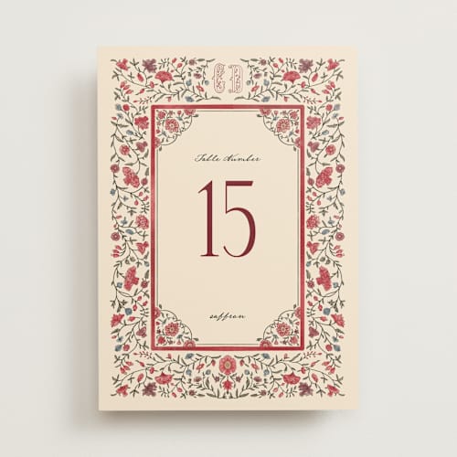 This is a almond table numbers with standard by Jenna Holcomb called tapestry printing on doublethick in standard