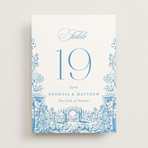 This is a wedgewood table numbers with standard by Becky Nimoy called gates and pillars printing on doublethick in standard
