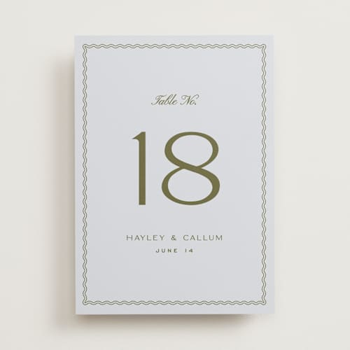 This is a lavender table numbers with standard by Ellen Schlegelmilch called callum printing on doublethick in standard