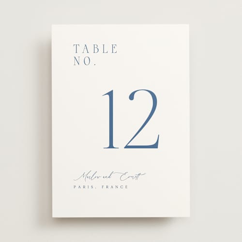 This is a ocean table numbers with standard by Kelly Schmidt called scripted initials printing on doublethick in standard
