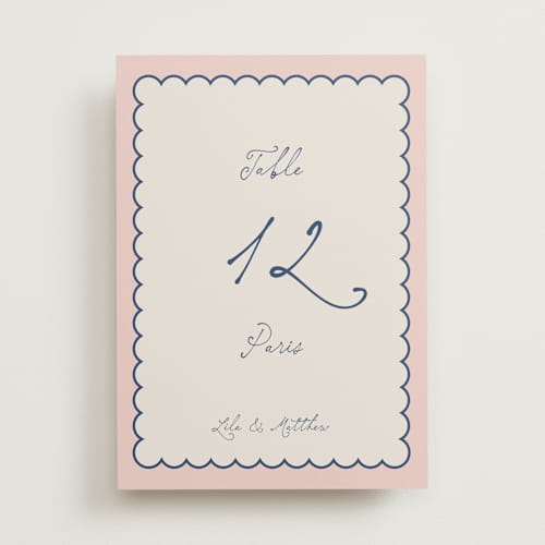 This is a cobalt table numbers with standard by Lucrecia Caporale called swan love printing on doublethick in standard