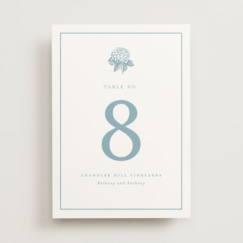 This is a seaside table numbers with standard by Stacey Meacham called hydrangea bloom printing on doublethick in standard