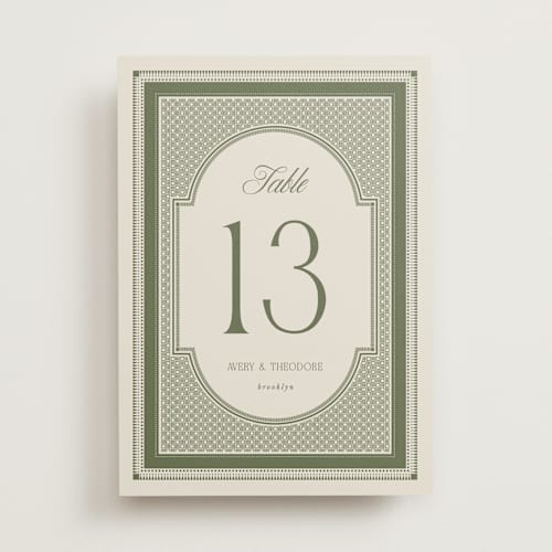This is a moss table numbers with standard by Kelly Watkins called literary printing on doublethick in standard