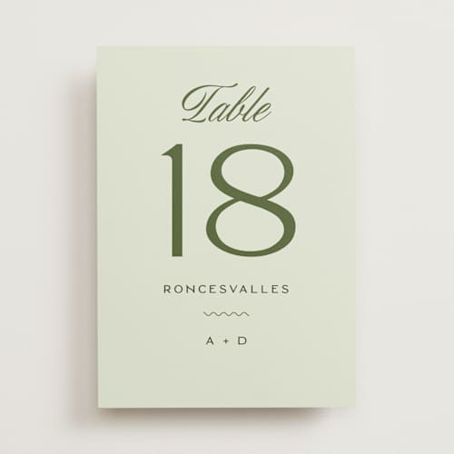 This is a lemongrass table numbers with standard by Sam Dubeau called swoon printing on doublethick in standard