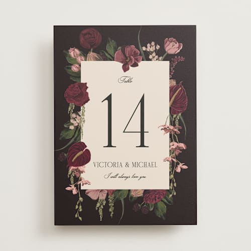 This is a merlota table numbers with standard by Susan Moyal called romantics printing on doublethick in standard