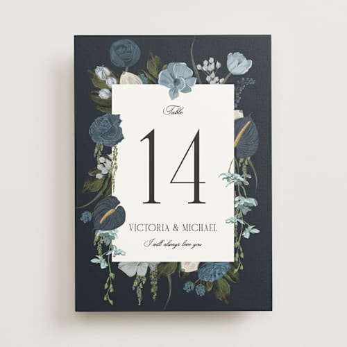 This is a sapphire table numbers with standard by Susan Moyal called romantics printing on doublethick in standard