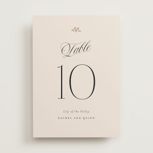 This is a ivory table numbers with standard by Paper Raven Co. called vintage romance printing on doublethick in standard