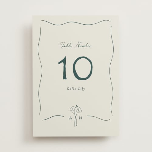 This is a sage table numbers with standard by Leah Bisch called pair of calla lilies printing on doublethick in standard
