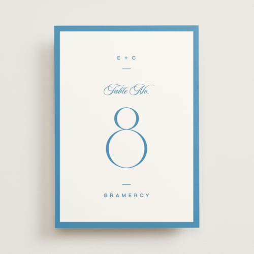 This is a cerulean table numbers with standard by Kristie Kern called the emma printing on doublethick in standard
