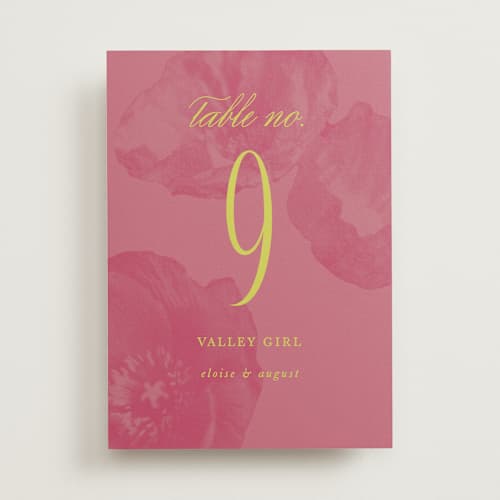 This is a flamingo table numbers with standard by Morgan Kendall called maximalist poppies printing on doublethick in standard