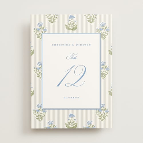 This is a powder table numbers with standard by Creo Study called patterned florals printing on doublethick in standard