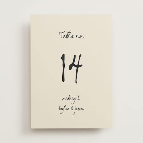 This is a tuxedo table numbers with standard by Jelena Vuletic called inkwoven printing on doublethick in standard
