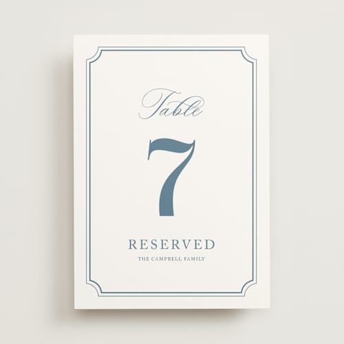 This is a dusty blue table numbers with standard by Jennifer Postorino called avery printing on doublethick in standard