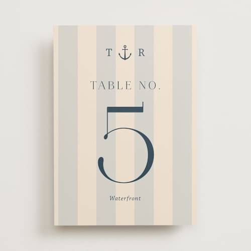 This is a sea breeze table numbers with standard by Rebecca Durflinger called nautical nuptials printing on doublethick in standard