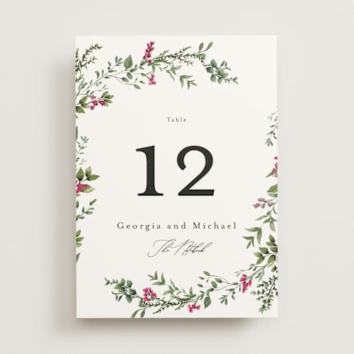 This is a peony table numbers with standard by Susan Moyal called romantic florals printing on doublethick in standard