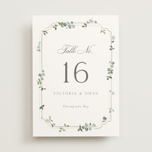 This is a mist table numbers with standard by Everett Paper Goods called wistful printing on doublethick in standard