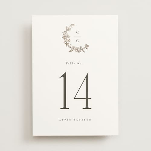 This is a sephia table numbers with standard by Itsy Belle Studio called daphne printing on doublethick in standard