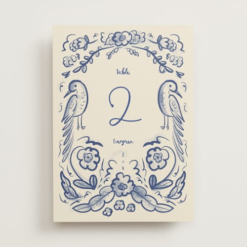 This is a marseille blue table numbers with standard by Ani Somi called santa catalina printing on doublethick in standard