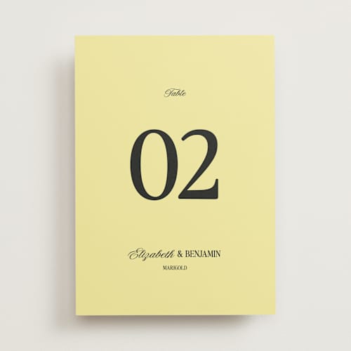 This is a butter table numbers with standard by Helena Vitto called the eternal printing on doublethick in standard